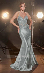 Spaghetti Strap Sleeveless Long Mermaid Formal Dress With Appliques