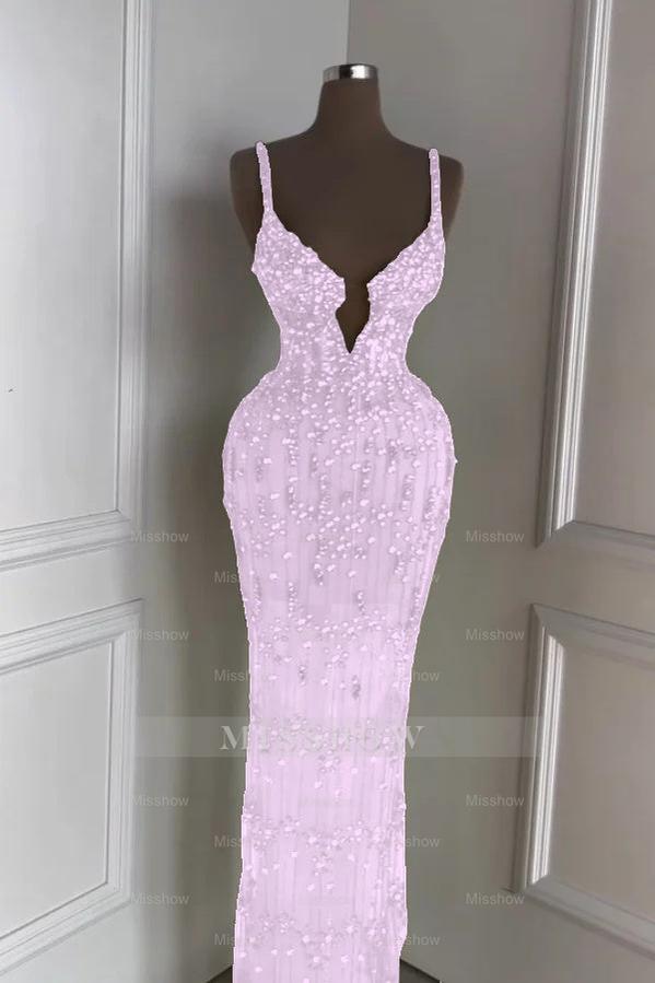 Spaghetti Strap Sleeveless Long Mermaid Formal Dress With Beading