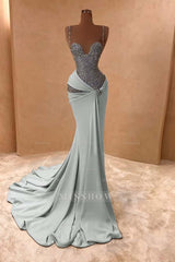 Spaghetti Strap Sleeveless Long Mermaid Formal Dress With Beading