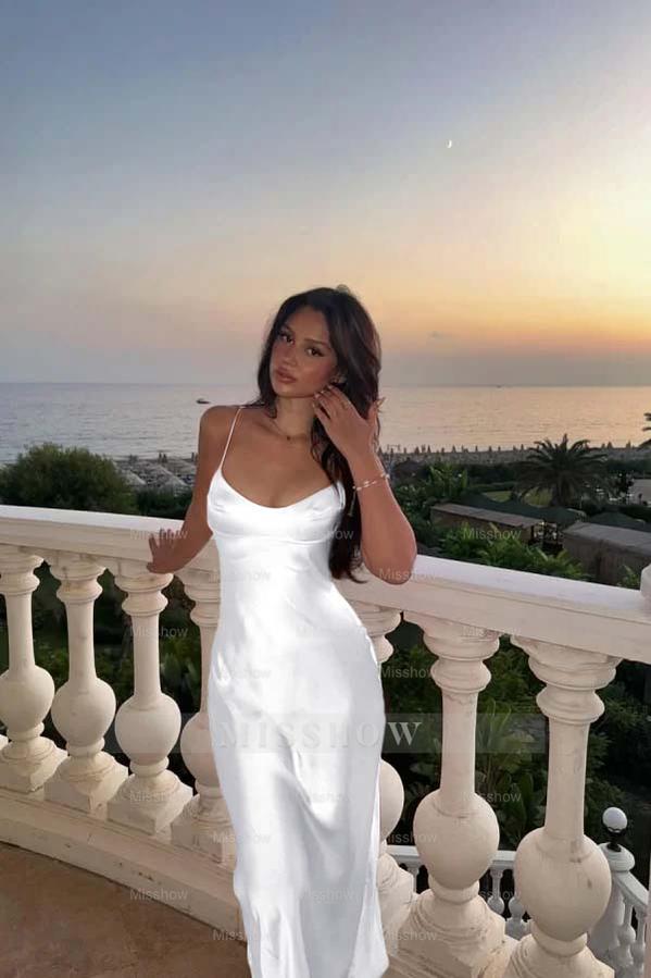 Spaghetti Strap Sleeveless Long Mermaid Formal Dress With Pleated