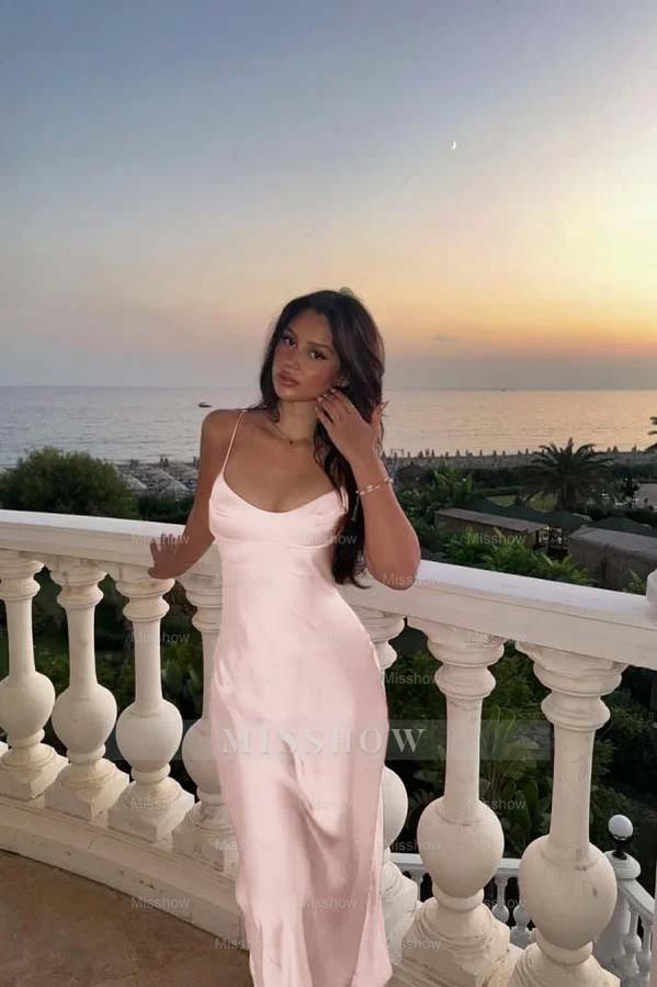 Spaghetti Strap Sleeveless Long Mermaid Formal Dress With Pleated