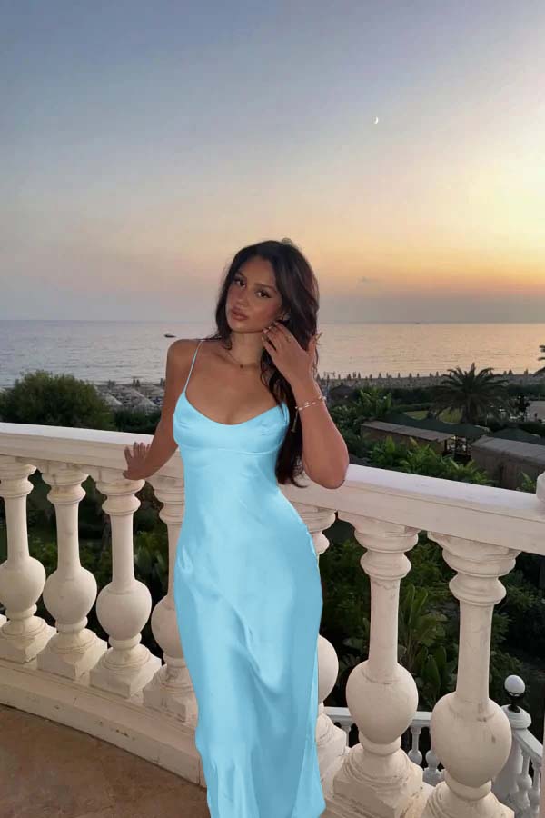 Spaghetti Strap Sleeveless Long Mermaid Formal Dress With Pleated