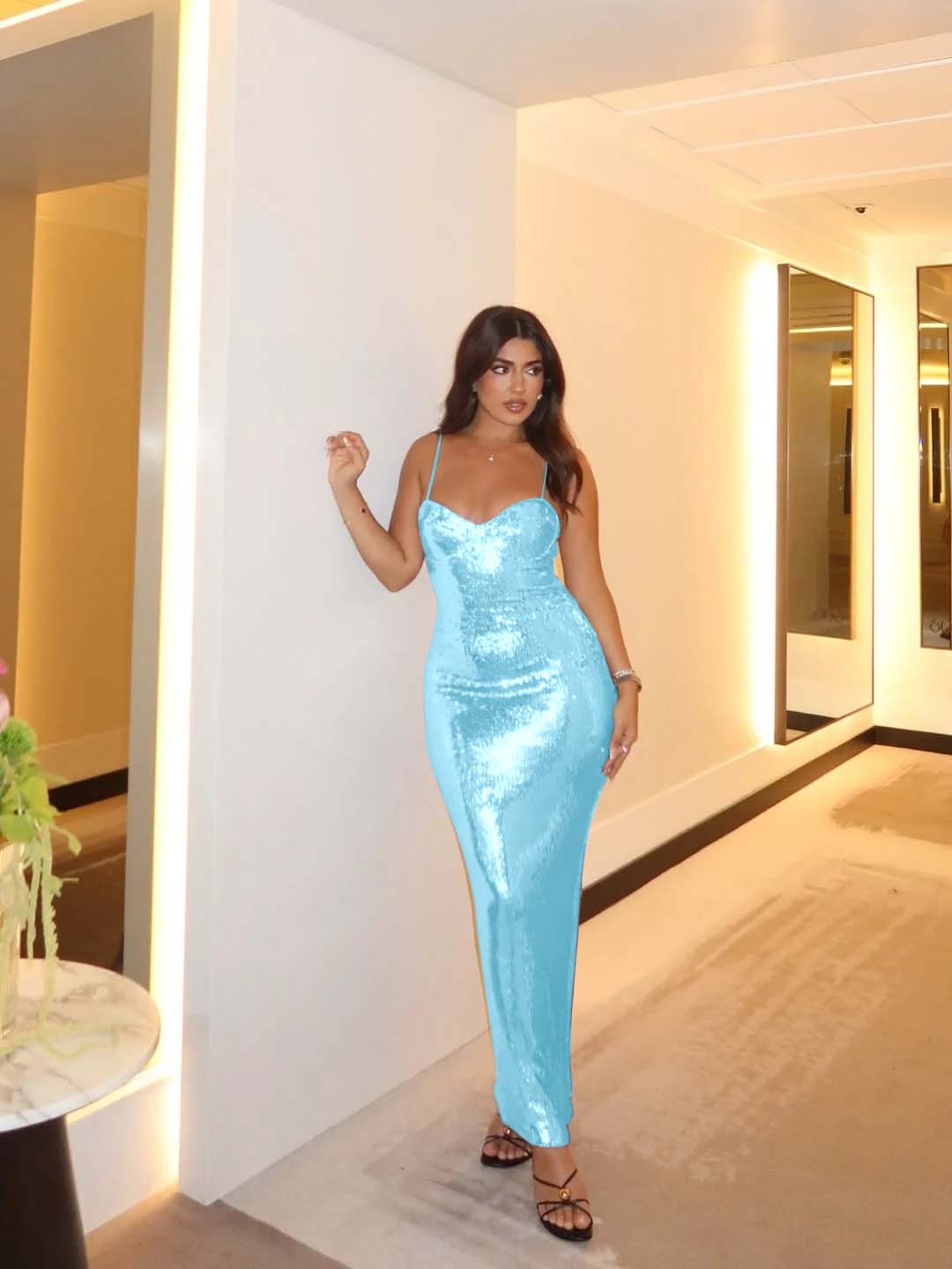 Spaghetti Strap Sleeveless Long Mermaid Formal Dress With Pleated