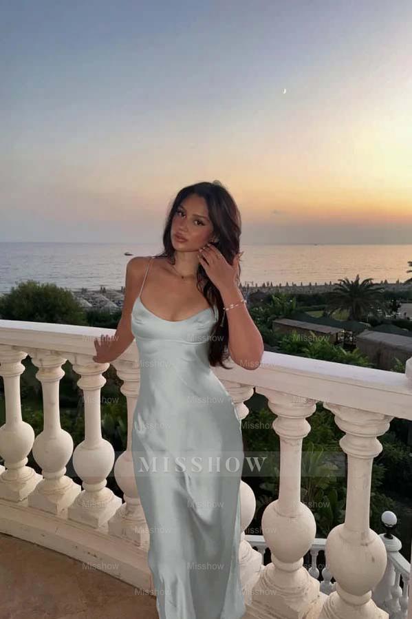 Spaghetti Strap Sleeveless Long Mermaid Formal Dress With Pleated