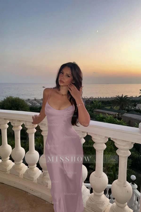 Spaghetti Strap Sleeveless Long Mermaid Formal Dress With Pleated