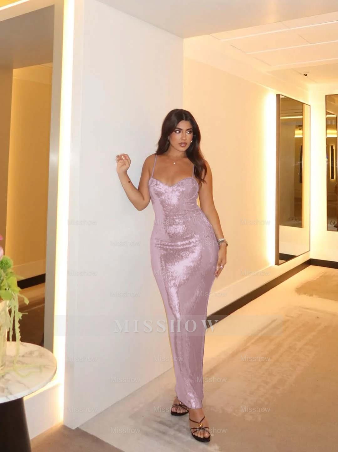 Spaghetti Strap Sleeveless Long Mermaid Formal Dress With Pleated