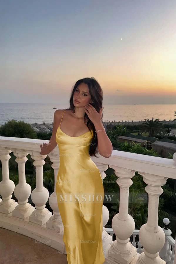 Spaghetti Strap Sleeveless Long Mermaid Formal Dress With Pleated