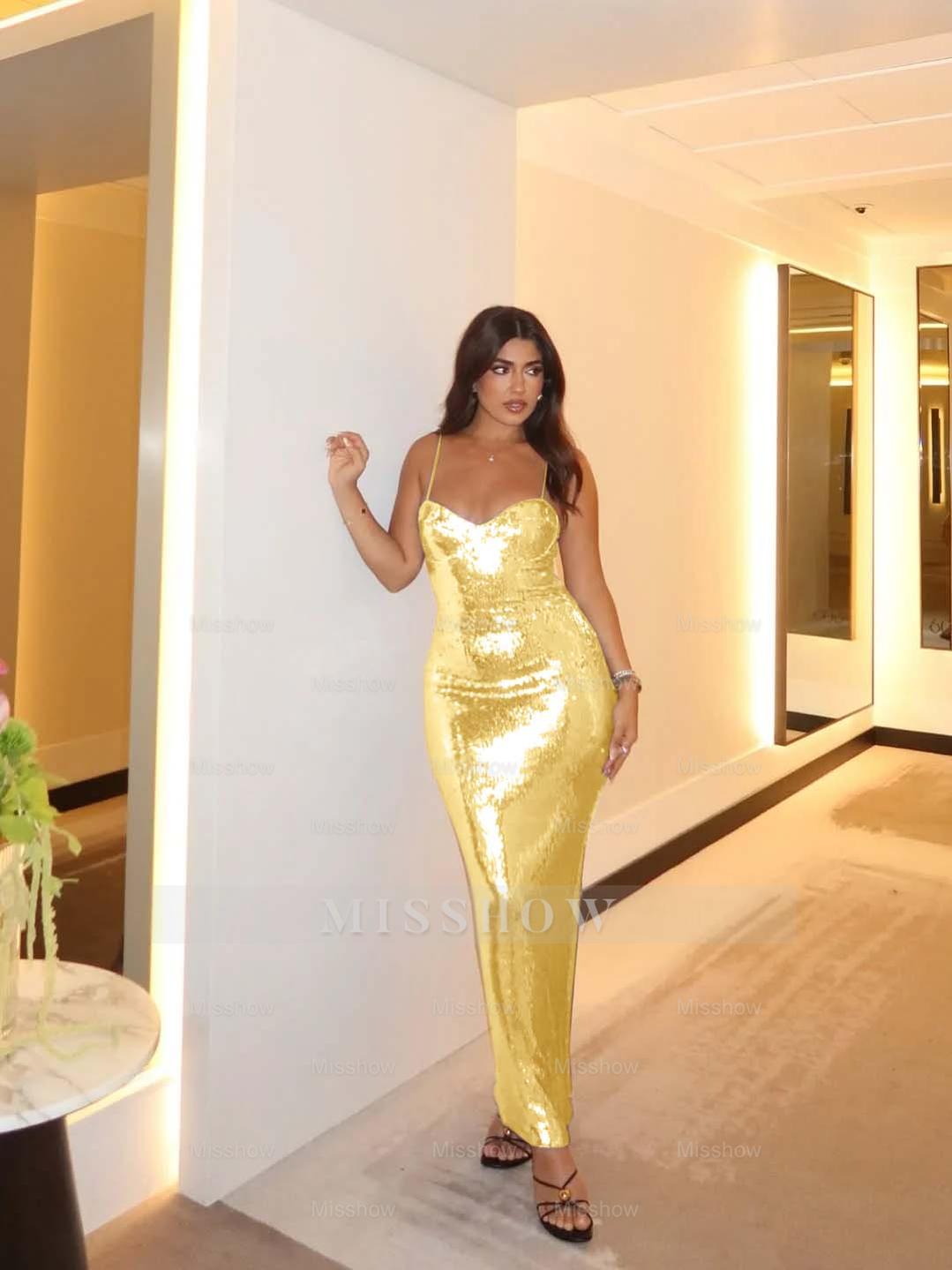 Spaghetti Strap Sleeveless Long Mermaid Formal Dress With Pleated