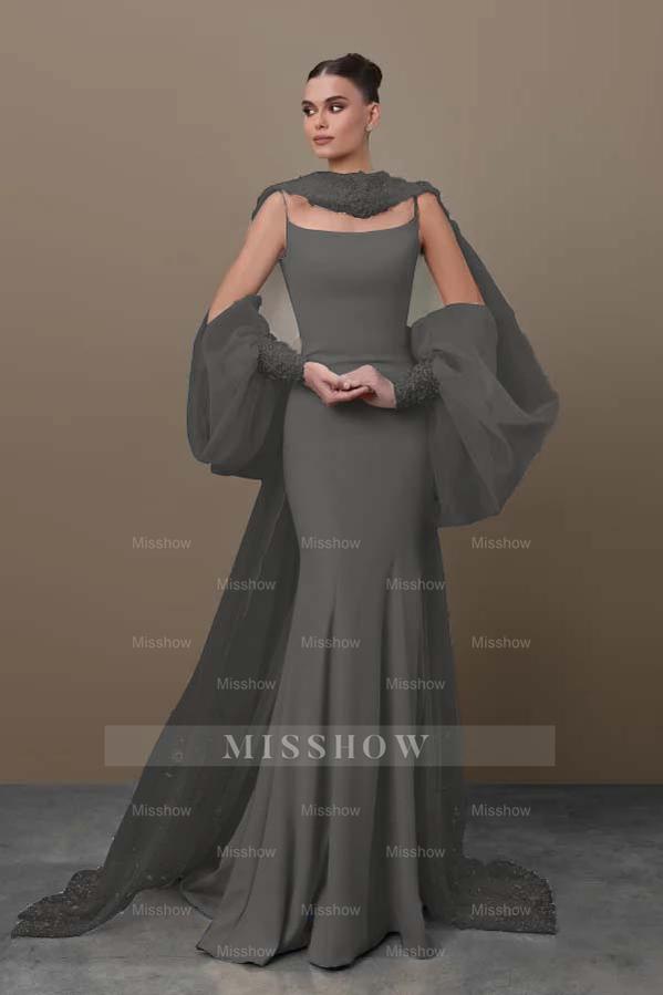 Spaghetti Strap Sleeveless Long Mermaid Formal Dress With Sequins