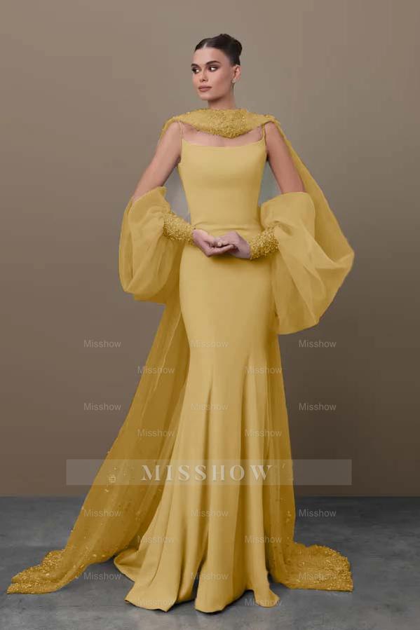 Spaghetti Strap Sleeveless Long Mermaid Formal Dress With Sequins