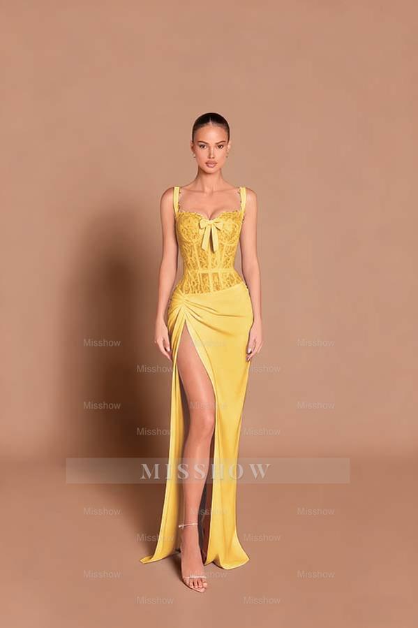 Spaghetti Strap Sleeveless Long Mermaid Formal Dress With Split