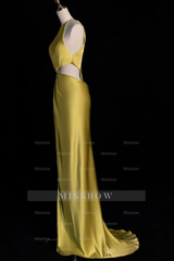 Spaghetti Strap Sleeveless Split Long Formal Dress With Pleated