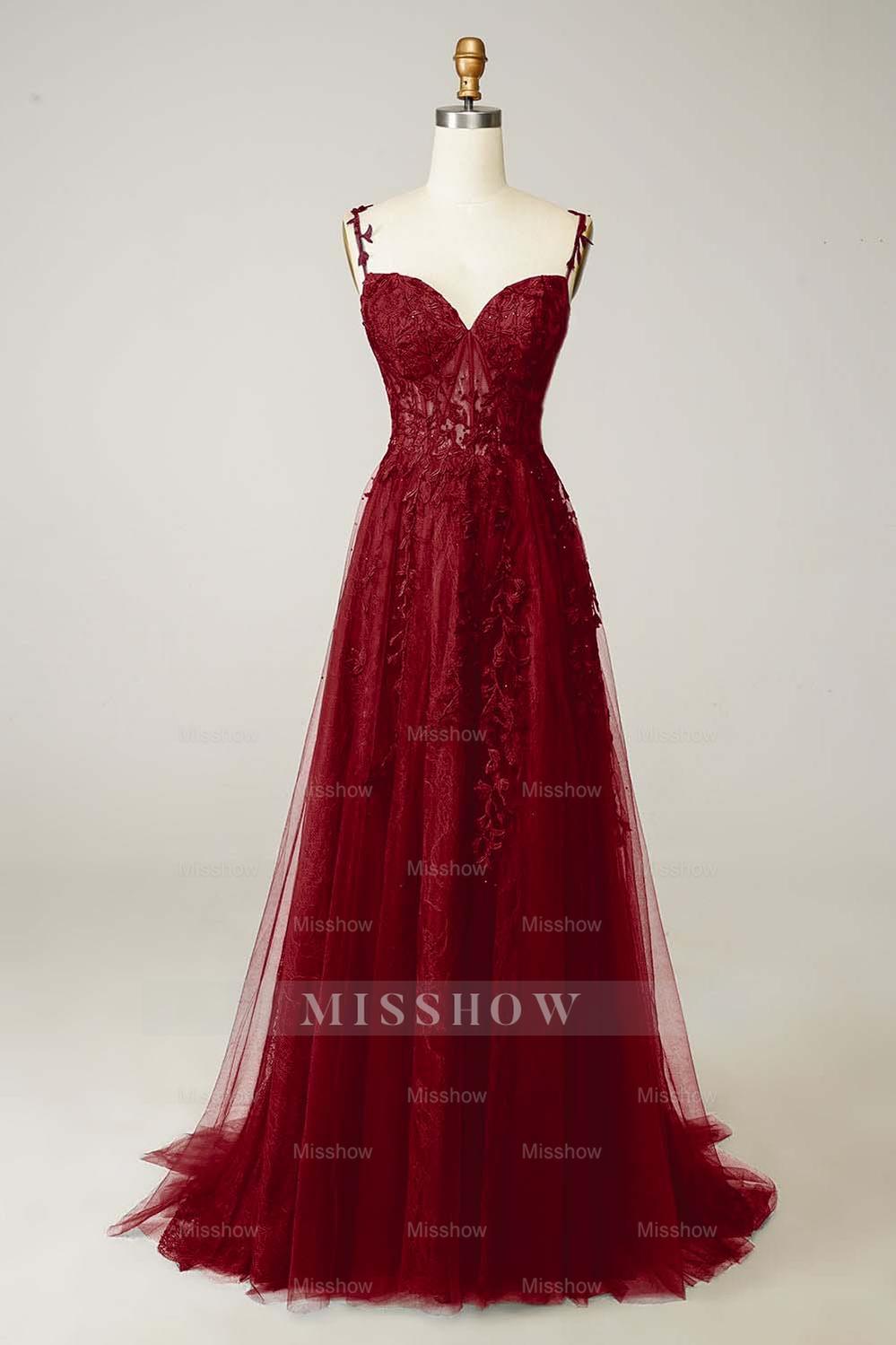 Spaghetti Strap Sweetheart Sleeveless Formal Dress With Appliques