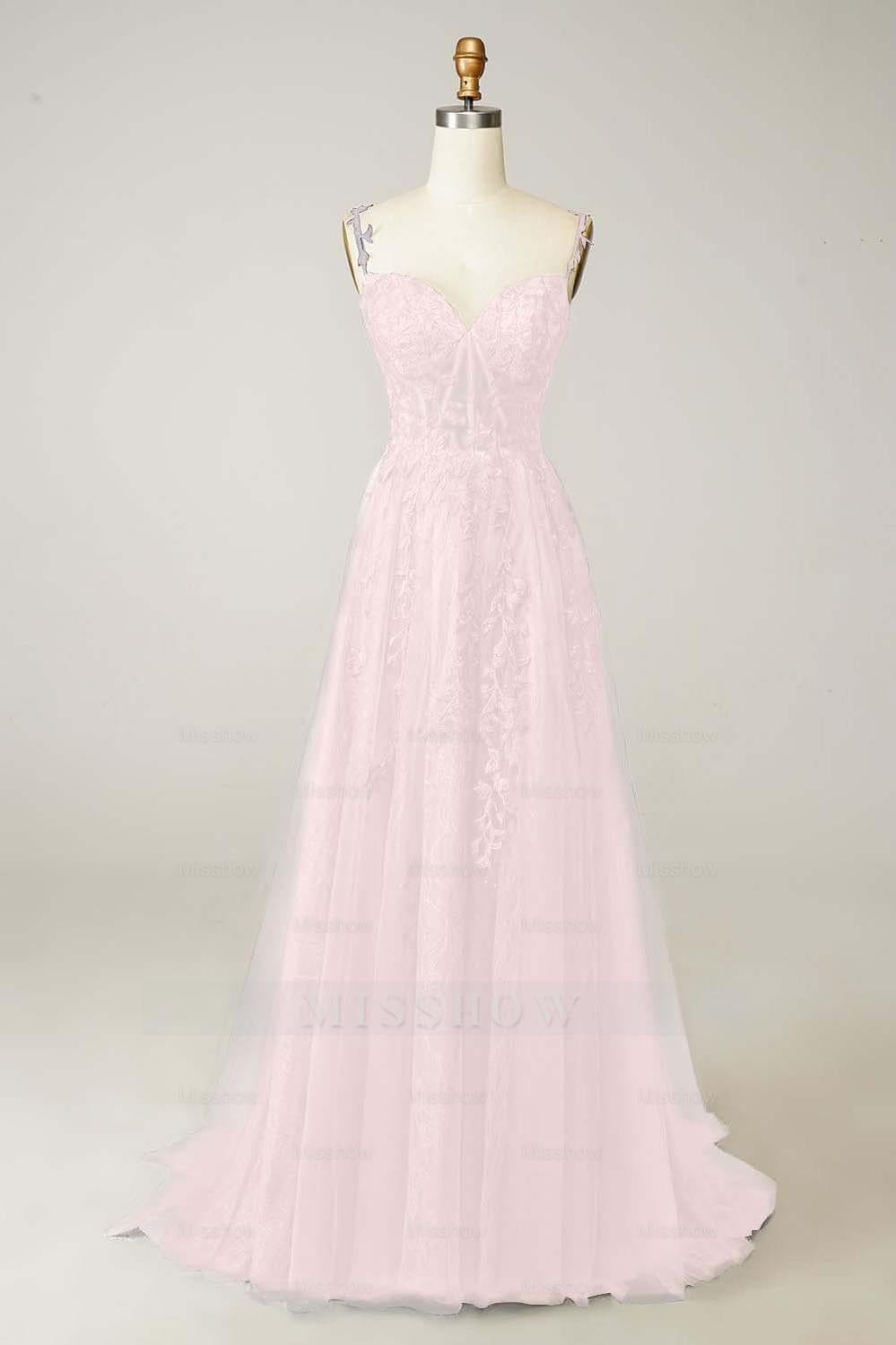 Spaghetti Strap Sweetheart Sleeveless Formal Dress With Appliques