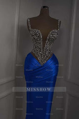 Spaghetti Strap Sweetheart Sleeveless Long Formal Dress With Beading