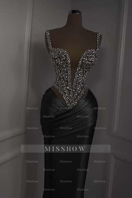 Spaghetti Strap Sweetheart Sleeveless Long Formal Dress With Beading