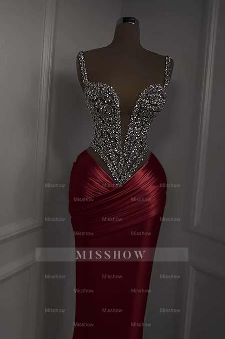 Spaghetti Strap Sweetheart Sleeveless Long Formal Dress With Beading