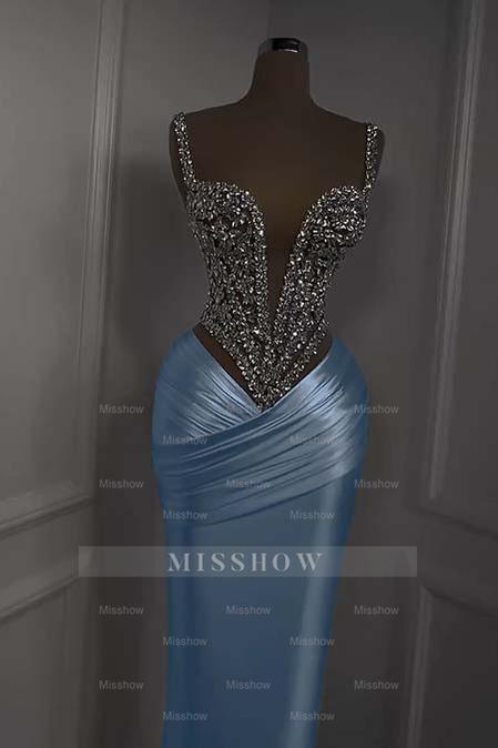 Spaghetti Strap Sweetheart Sleeveless Long Formal Dress With Beading