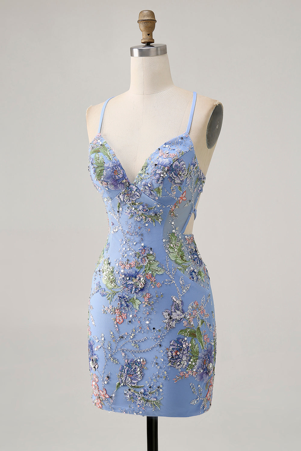 Sparkly Black Floral Short Tight Homecoming Dress with Beading