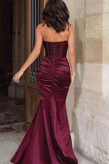 Burgundy sweetheart sequin mermaid prom dress