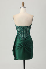 Sparkly Dark Green Sweetheart Bodycon Short Corset Homecoming Dress