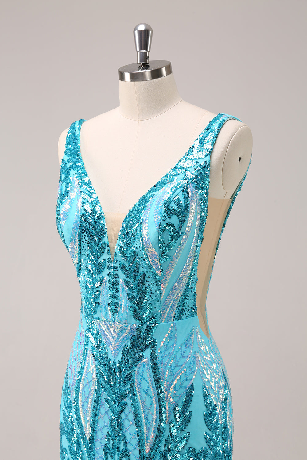 Sparkly Dark Purple V Neck Bodycon Sequins Homecoming Dress