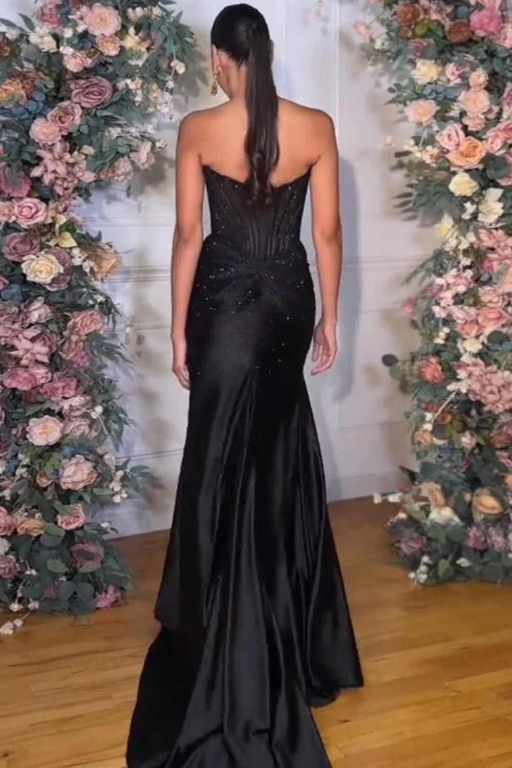 Black sweetheart beaded mermaid prom dress