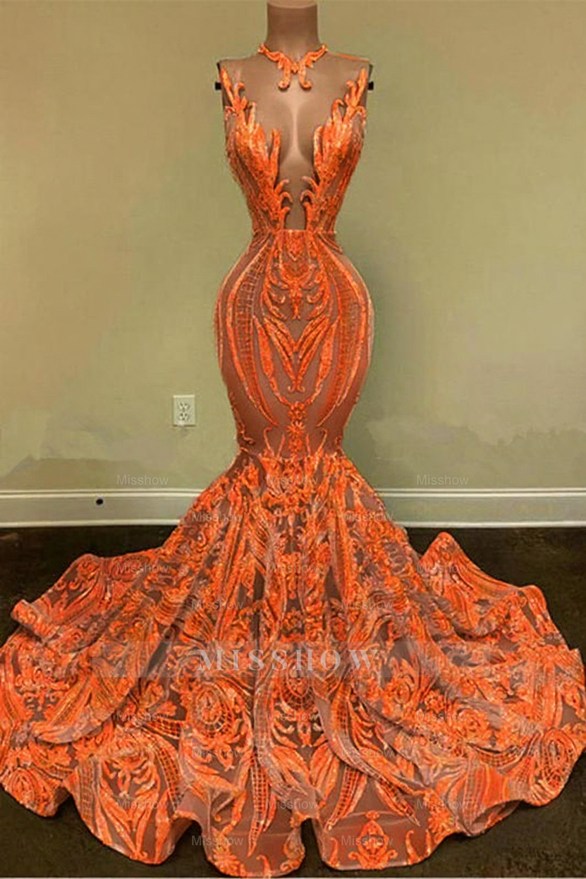 Sparkly Mermaid Glitter Floral Lace Floor-Length Prom Evening Dresses Sparkly Mermaid Glitter Floral Lace Floor-Length Prom Evening Dresses