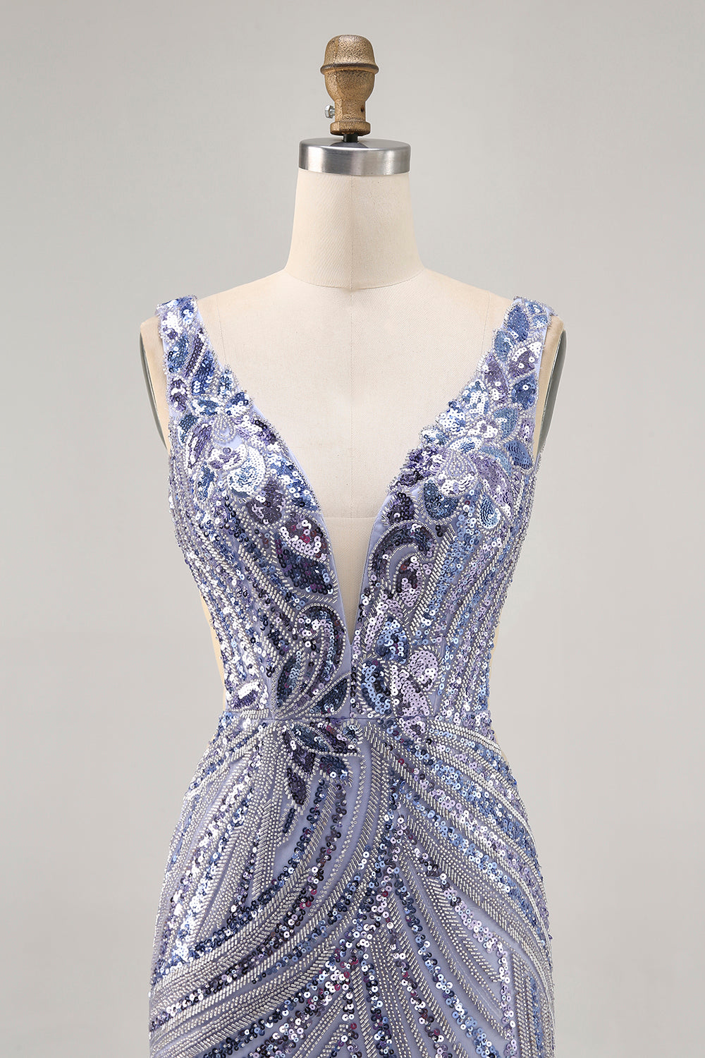 Sparkly Purple Sequins V-Neck Short Corset Homecoming Dress