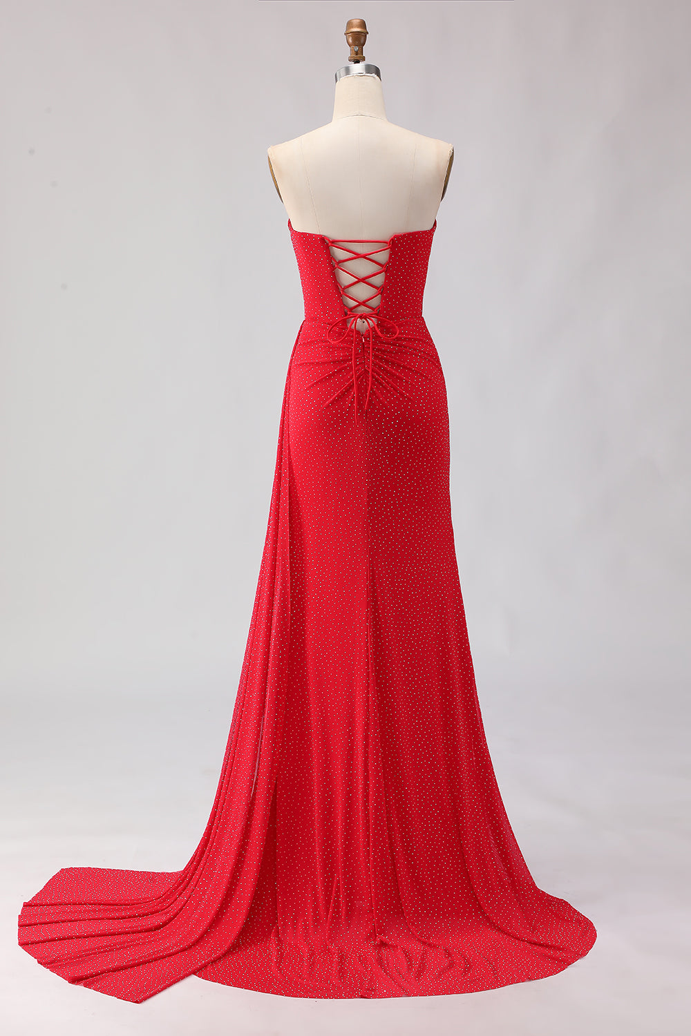 Red sweetheart beaded mermaid prom dress