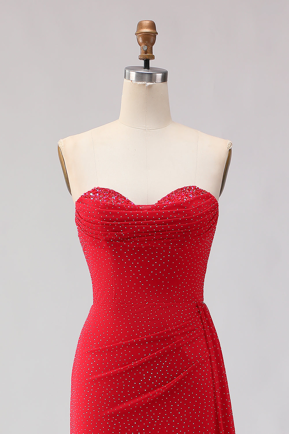 Red sweetheart beaded mermaid prom dress