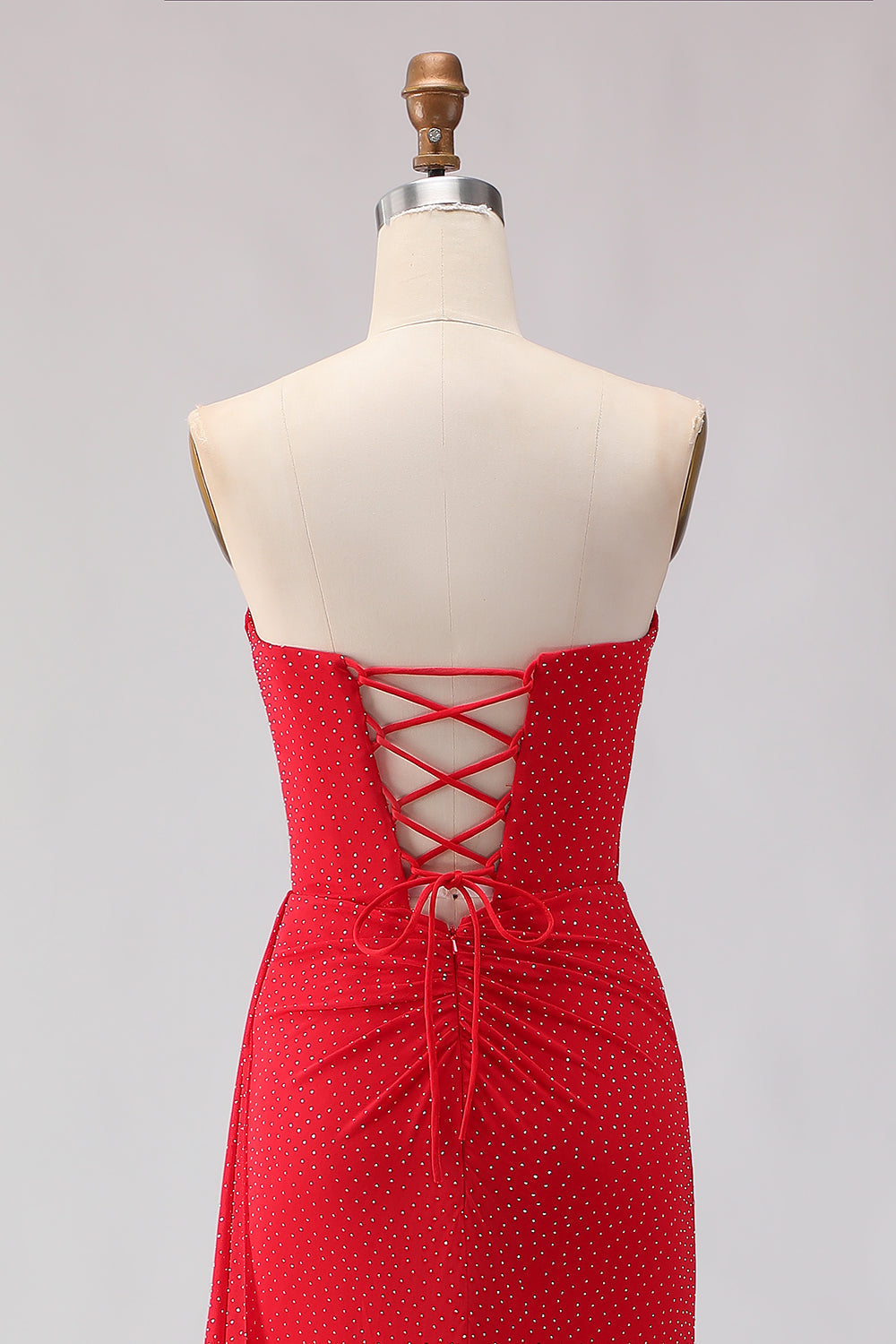 Red sweetheart beaded mermaid prom dress