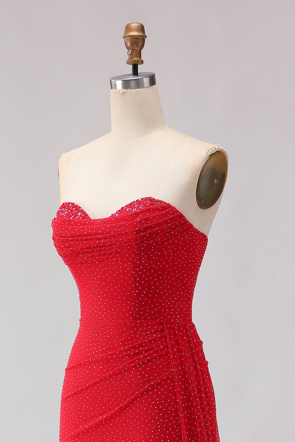 Red sweetheart beaded mermaid prom dress
