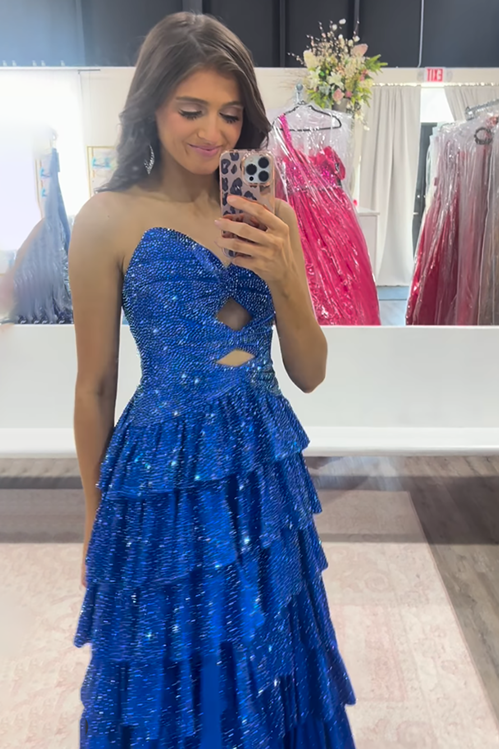 Royal blue sweetheart beaded A-line prom dress