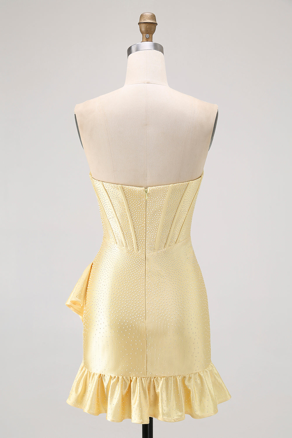 Sparkly Yellow Tight Sweetheart Short Corset Homecoming Dress with Beading