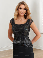 Square-Neck Floor-Length Sheath/Column Mother of the Bride Gowns