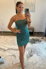 Strapless Sequin Beaded Fringe Bodycon Homecoming Mini Dress