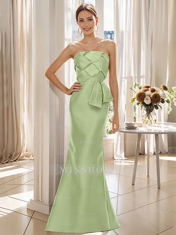 Strapless Sleeveless Floor-Length Mother of the Bride Trumpet/Mermaid Dress with Bowknot