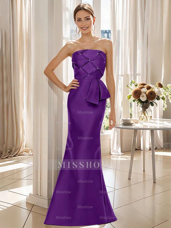 Strapless Sleeveless Floor-Length Mother of the Bride Trumpet/Mermaid Dress with Bowknot