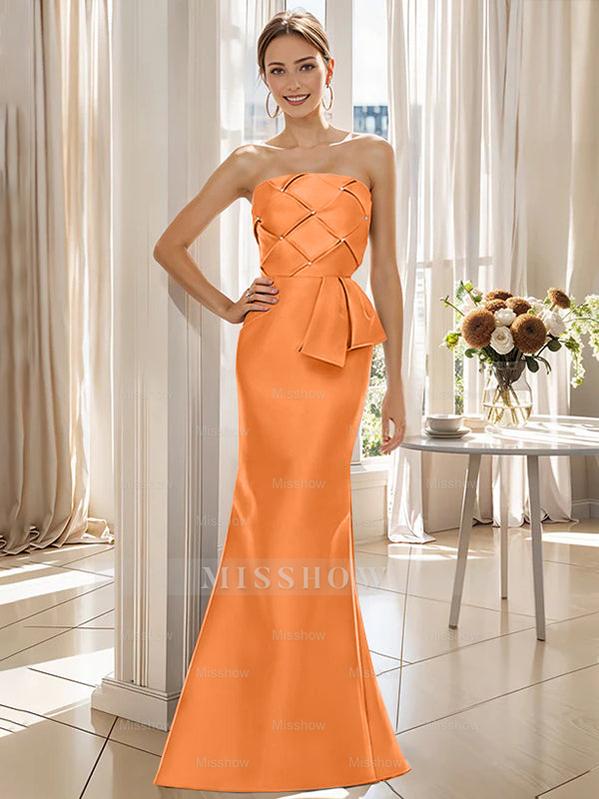 Strapless Sleeveless Floor-Length Mother of the Bride Trumpet/Mermaid Dress with Bowknot