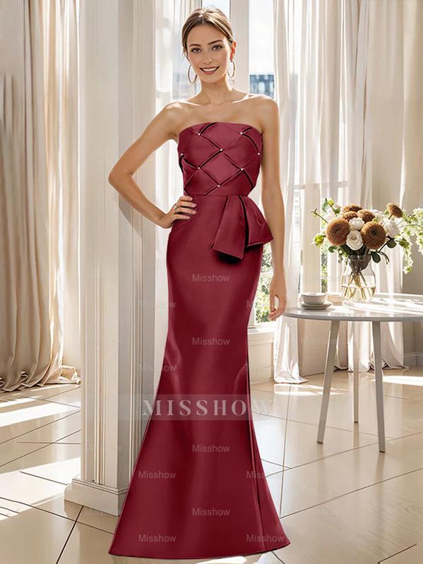 Strapless Sleeveless Floor-Length Mother of the Bride Trumpet/Mermaid Dress with Bowknot
