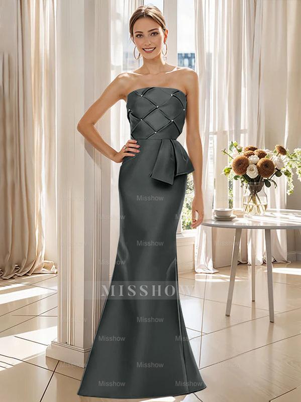 Strapless Sleeveless Floor-Length Mother of the Bride Trumpet/Mermaid Dress with Bowknot