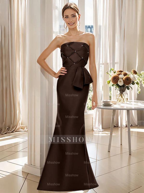 Strapless Sleeveless Floor-Length Mother of the Bride Trumpet/Mermaid Dress with Bowknot