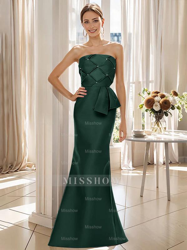 Strapless Sleeveless Floor-Length Mother of the Bride Trumpet/Mermaid Dress with Bowknot