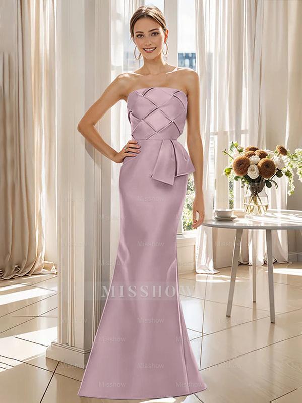 Strapless Sleeveless Floor-Length Mother of the Bride Trumpet/Mermaid Dress with Bowknot