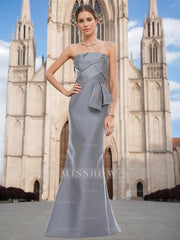 Strapless Sleeveless Floor-Length Mother of the Bride Trumpet/Mermaid Dress with Bowknot