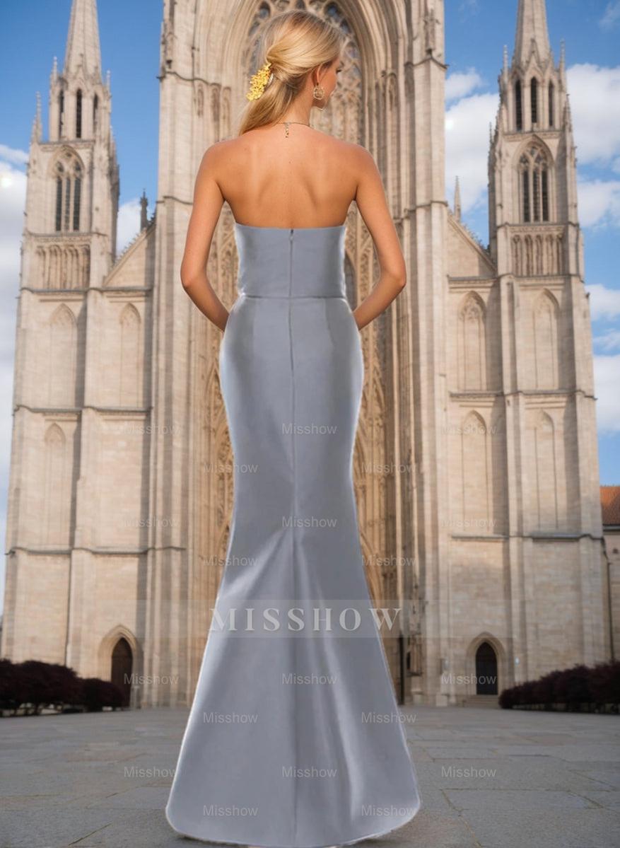 Strapless Sleeveless Floor-Length Mother of the Bride Trumpet/Mermaid Dress with Bowknot
