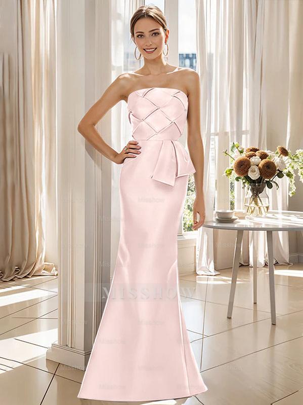 Strapless Sleeveless Floor-Length Mother of the Bride Trumpet/Mermaid Dress with Bowknot