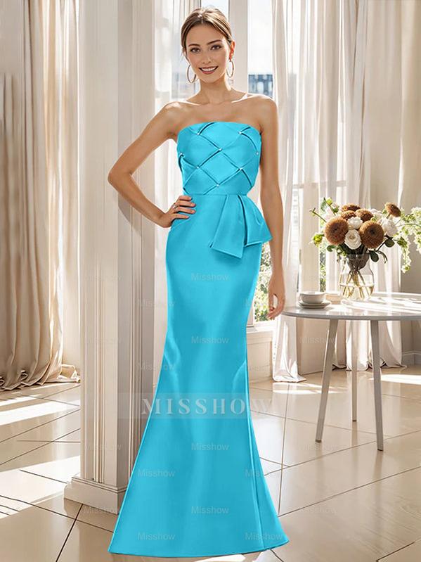 Strapless Sleeveless Floor-Length Mother of the Bride Trumpet/Mermaid Dress with Bowknot