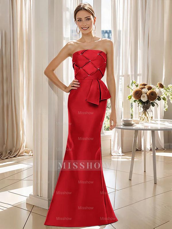 Strapless Sleeveless Floor-Length Mother of the Bride Trumpet/Mermaid Dress with Bowknot